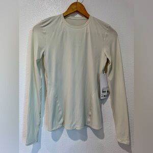 Lululemon Wundermost Ultra-Soft Nulu Long-Sleeve Shirt Top Bone Ivory Workout S